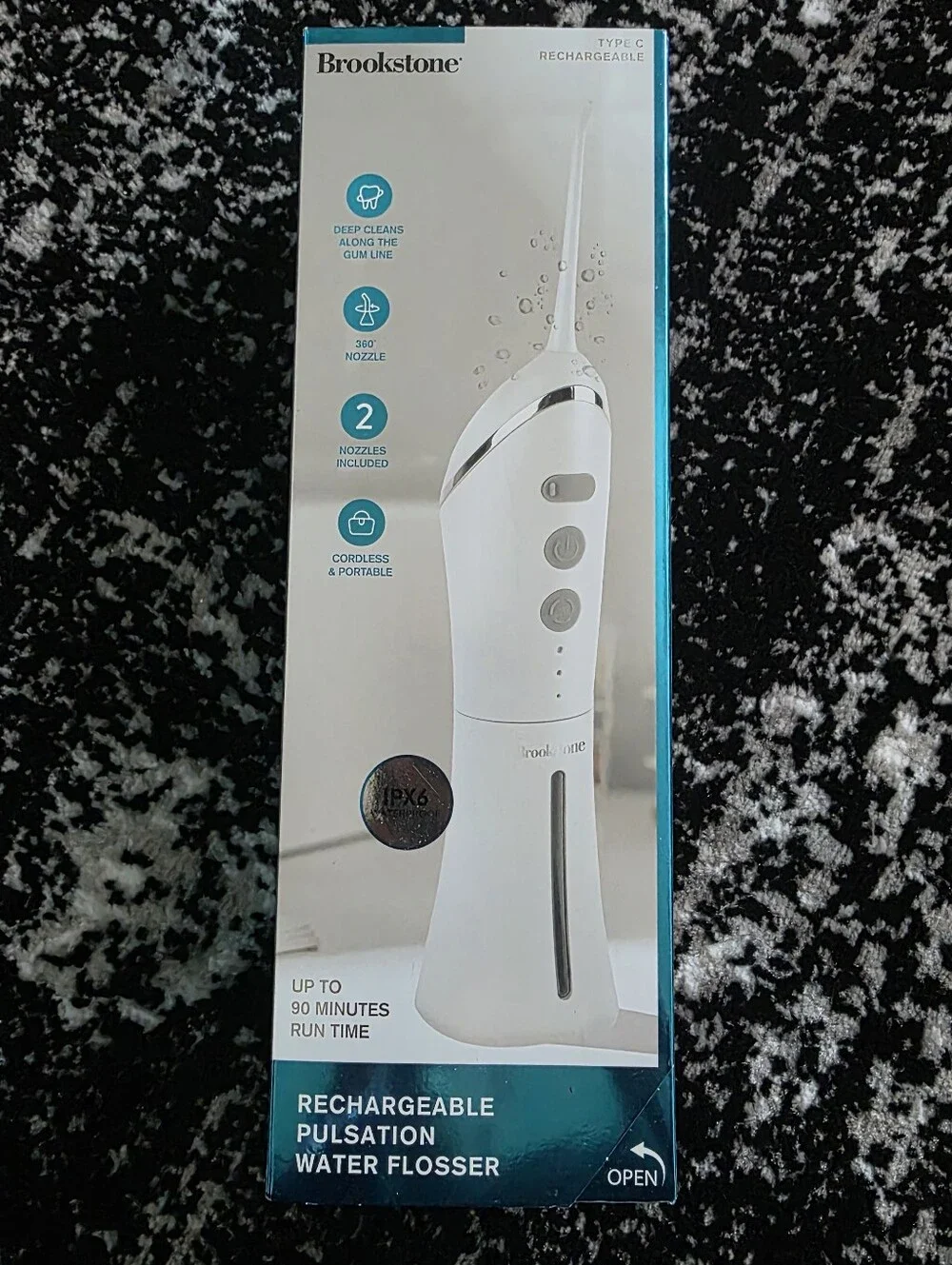Brookstone Rechargeable Pulsation Water Flosser NEW IN BOX